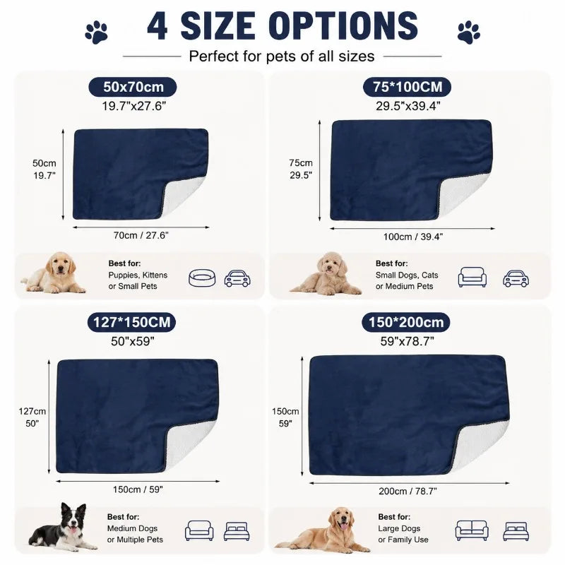 Waterproof Pet Blankets for Beds Soft Sherpa Fleece Dog Cat Blanket Double Side Flannel Warm Sofa Throw Blanket Pet Sleeping Mat