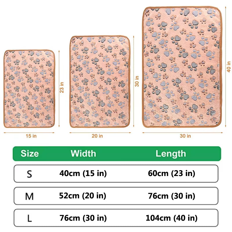 Dog Bed Mat Blanket Soft Fluffy Pet Blanket Cute Paws/Elephant Pattern Pet Travel Mat Warm Comfortable Blanket for Cat Dogs