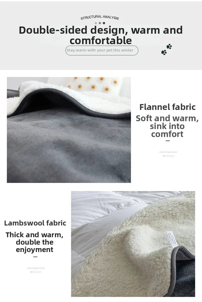 Waterproof Pet Blankets for Beds Soft Sherpa Fleece Dog Cat Blanket Double Side Flannel Warm Sofa Throw Blanket Pet Sleeping Mat