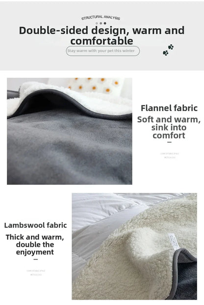 Waterproof Pet Blankets for Beds Soft Sherpa Fleece Dog Cat Blanket Double Side Flannel Warm Sofa Throw Blanket Pet Sleeping Mat