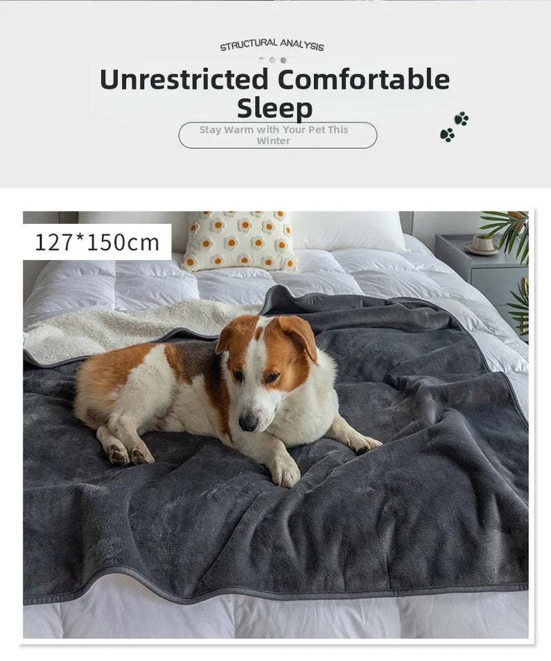 Waterproof Pet Blankets for Beds Soft Sherpa Fleece Dog Cat Blanket Double Side Flannel Warm Sofa Throw Blanket Pet Sleeping Mat